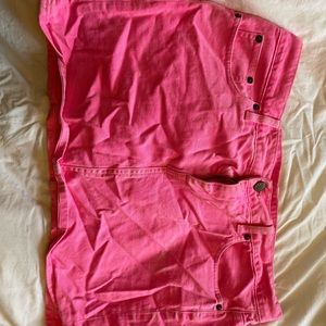 Bright Pink J Crew Mini Denim Skirt